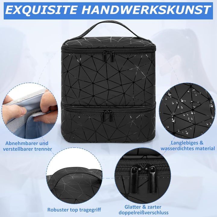 Doppelschicht Nagellack Tasche für 30 Flaschen Nageldesign Koffer,Tragbare Aufbewahrungstasche für N
