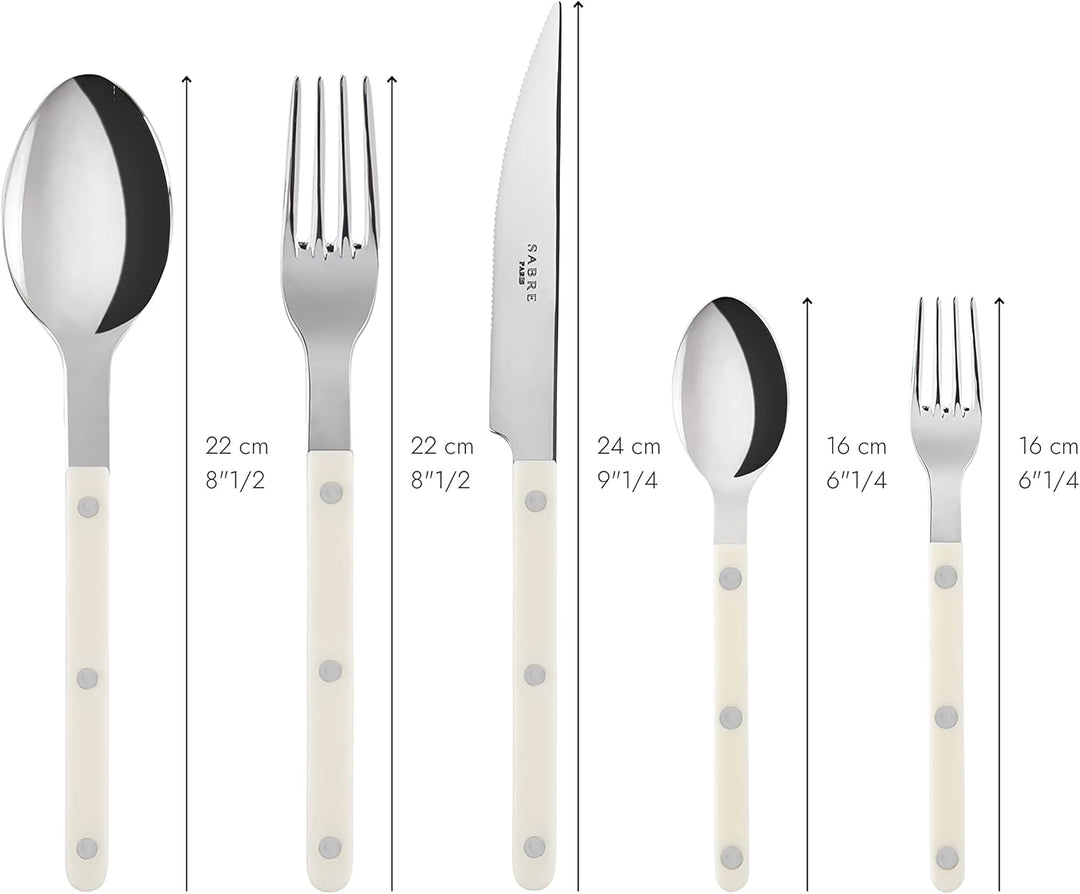 SABRE PARIS - Tafelbesteck, 5-teilig - Bistrot - Messer, Gabel, Esslöffel, Teelöffel & Kuchengabel -
