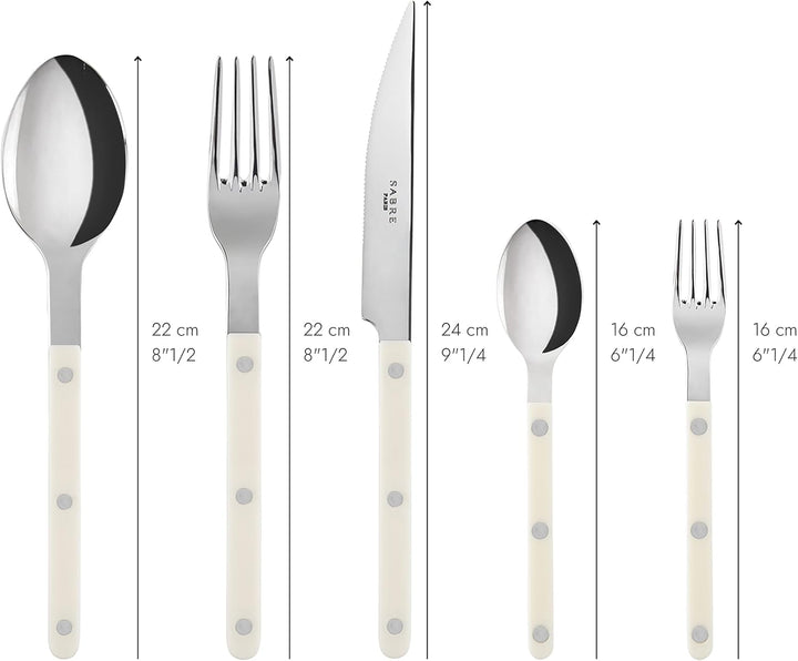 SABRE PARIS - Tafelbesteck, 5-teilig - Bistrot - Messer, Gabel, Esslöffel, Teelöffel & Kuchengabel -