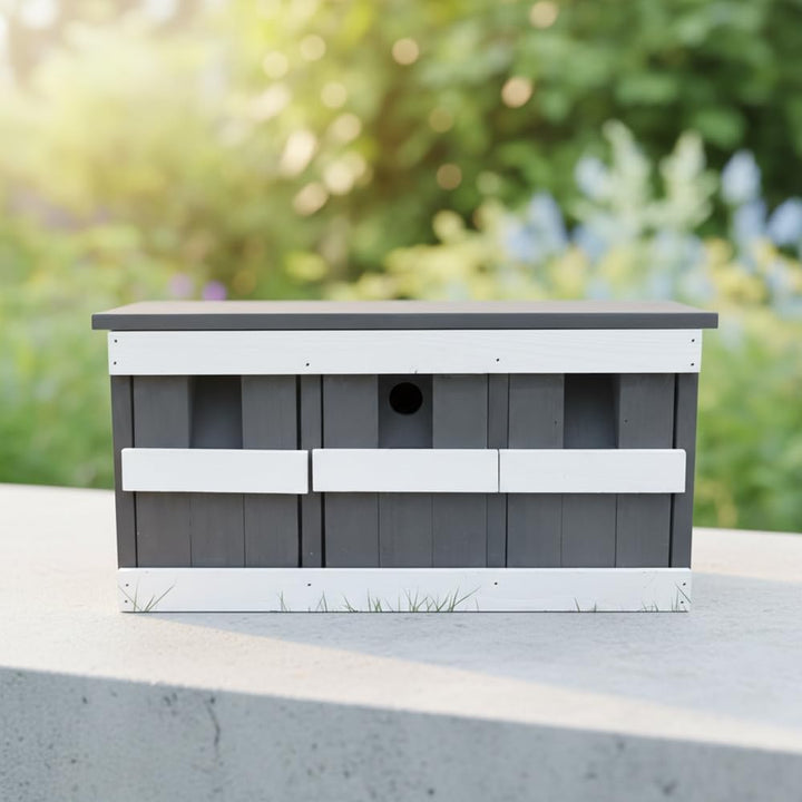 Melko Vogelhaus Nistkasten aus Holz mit 3 Kammern, Spatzenvilla für Koloniebrüter, Nisthöhle für Spa