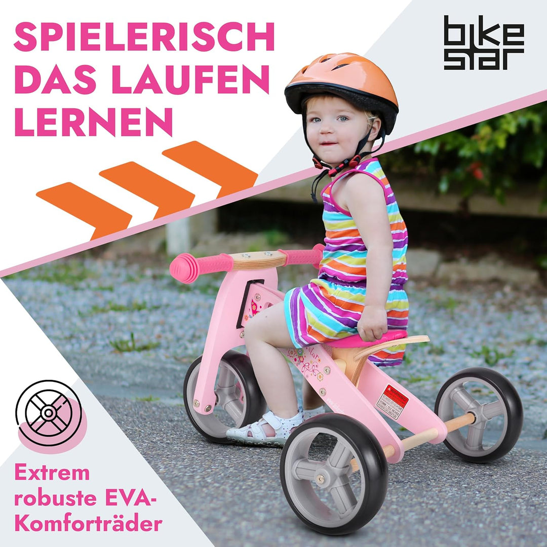 BIKESTAR Mini Kinder Laufrad Holz Lauflernrad mit DREI Rädern für Jungen und Mädchen ab 1 – 1,5 Jahr