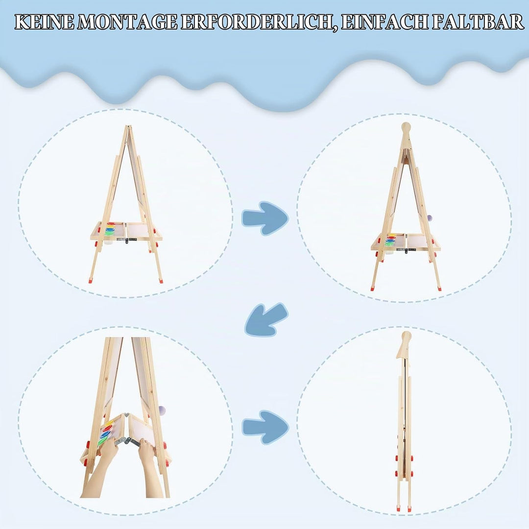 Dripex Kinder Tafel Faltbare Holz Kindertafel Malerei Holztafel Doppelseitige Kreidetafel und Whiteb