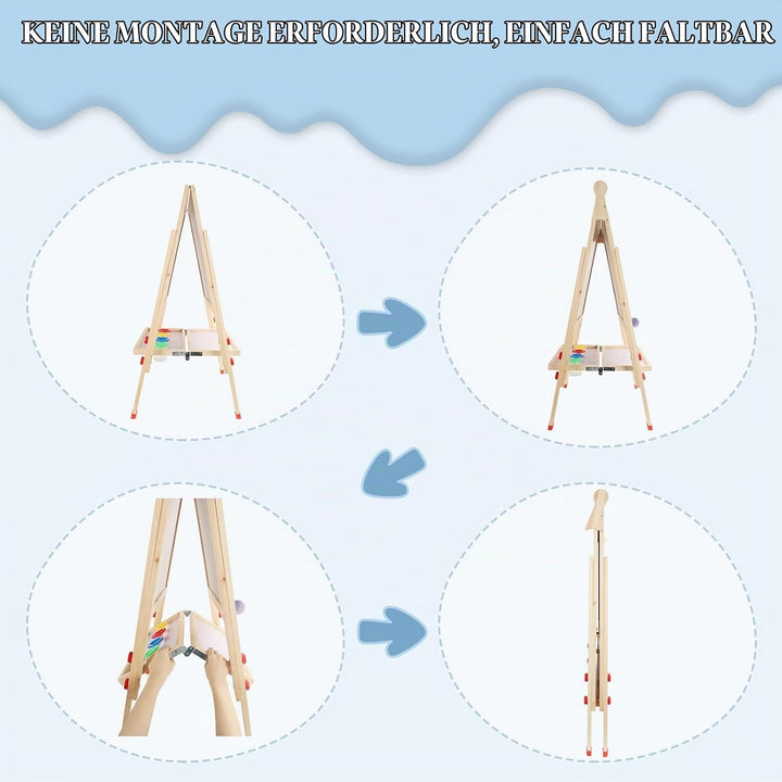 Dripex Kinder Tafel Faltbare Holz Kindertafel Malerei Holztafel Doppelseitige Kreidetafel und Whiteb