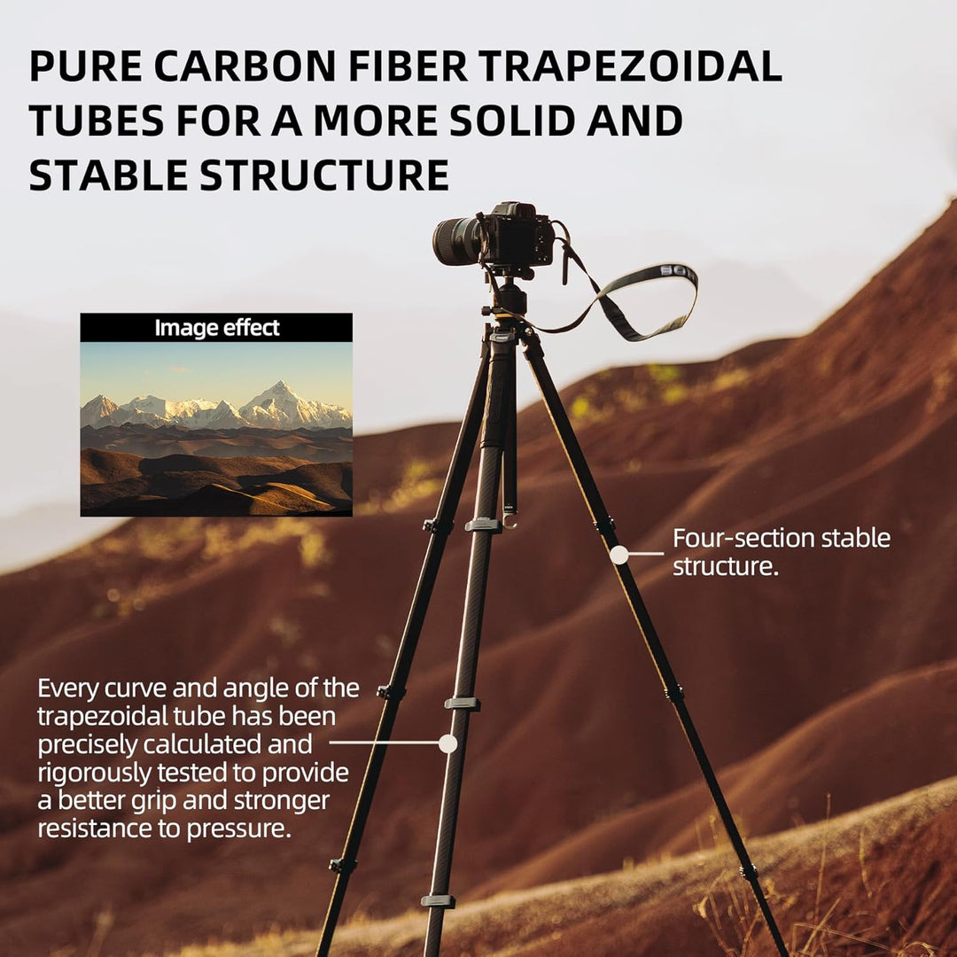 Fotopro Kompaktes Reisestativ aus Kohlefaser, 152,4 cm, professionelles, Robustes Stativ mit Profilb