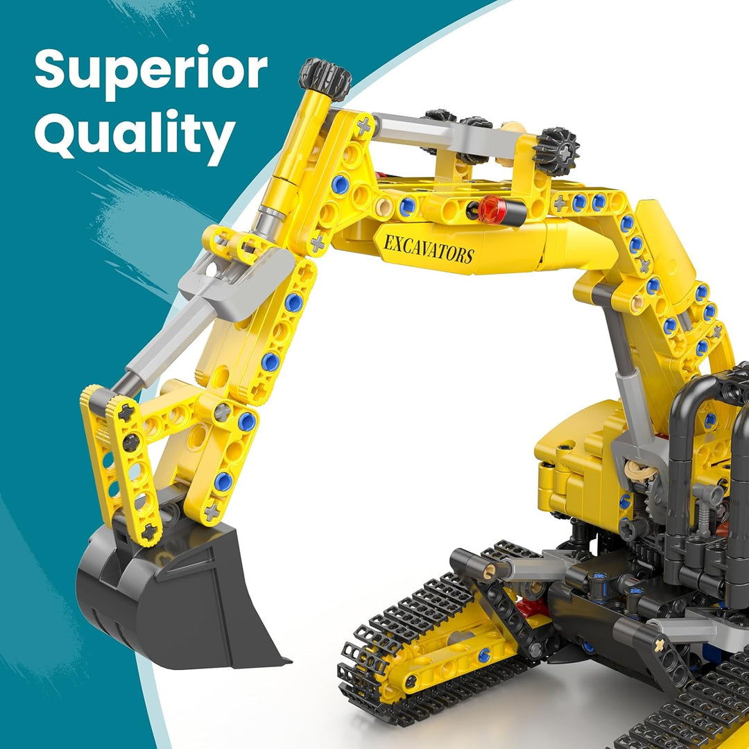 Mould King Bagger Bauset, Konstruktions-Baukasten für Modellbagger mit 840 Teilen, STEM Spielzeug fü