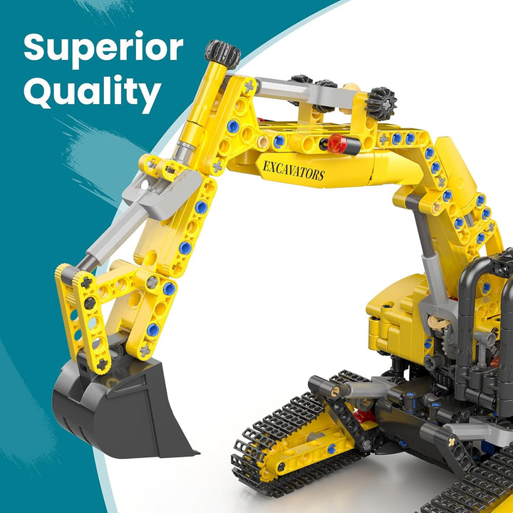 Mould King Bagger Bauset, Konstruktions-Baukasten für Modellbagger mit 840 Teilen, STEM Spielzeug fü