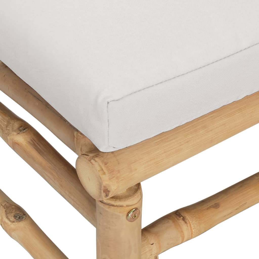 vidaXL 3-TLG. Garten-Lounge-Set mit Hellgrauen Kissen Bambus Mittelteil + Fussstütze + Tisch Hellgra