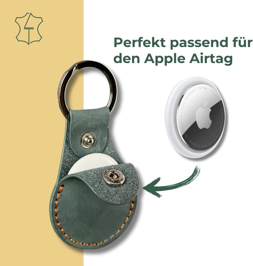 Airtag Anhänger ECHT-Leder in türkis, Schlüsselanhänger aus Leder, Airtags Hülle kompatibel mit Appl