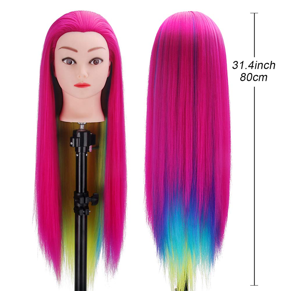 TopDirect 80cm/31.5 Zoll Übungskopf Frisierkopf Friseur 100% Synthetisches Haar Perückenkopf Puppenk