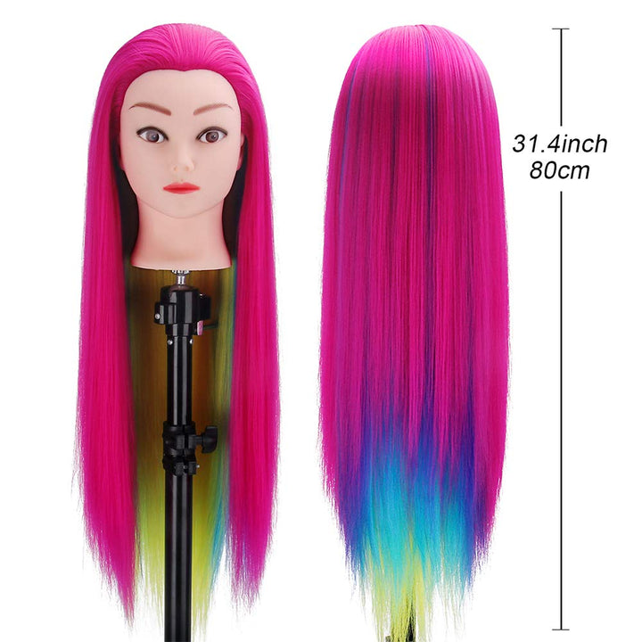 TopDirect 80cm/31.5 Zoll Übungskopf Frisierkopf Friseur 100% Synthetisches Haar Perückenkopf Puppenk