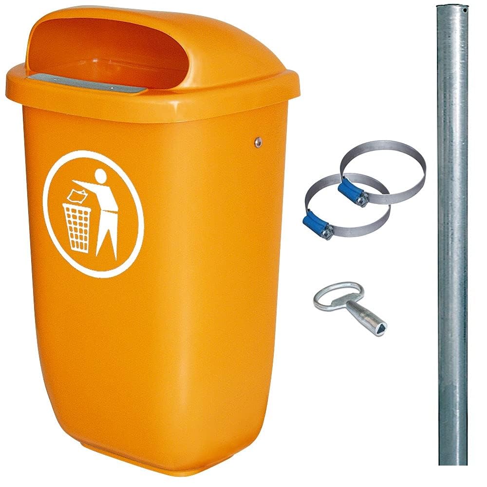 BRB Abfallbehälter für den Aussenbereich, Inhalt 50 Liter, nach DIN 30713, im Komplettset mit verzin