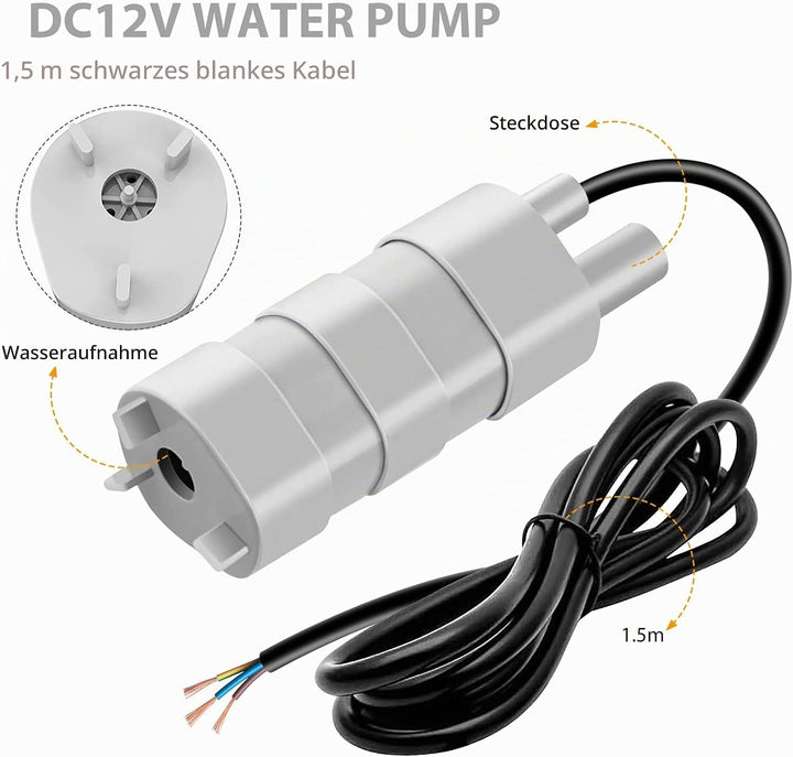 Tauchpumpe 12V, Wasserpumpe, Kraftstoffpumpe, Transferpumpe, für Wohnmobil, Teich, Aquarium, Brunnen
