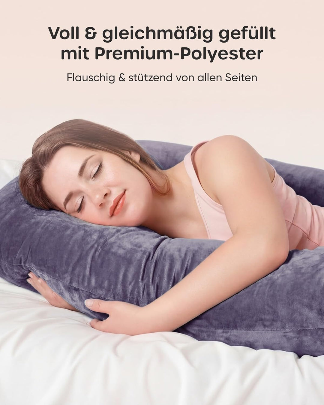 Nuliie Schwangerschaftskissen &amp; Seitenschläferkissen U-Form mit waschbarem Bezug, Super-bequemes Kom