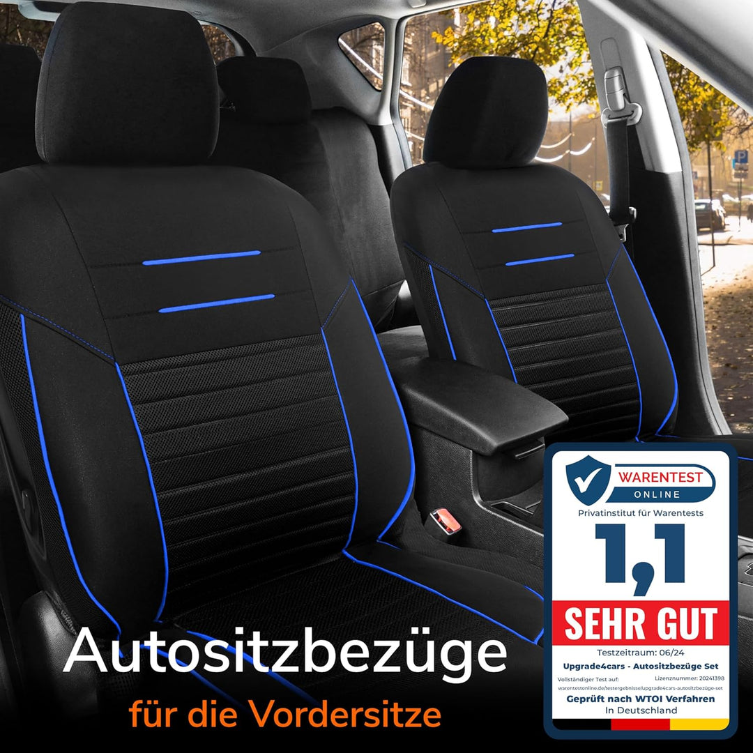 Upgrade4cars Autositzbezüge Set für die Vordersitze Version 2026 | Auto-Schonbezüge Universal in Bla