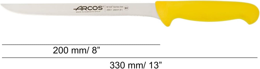Arcos Filetiermesser mit Nitrum Edelstahlklinge 200 mm - Scharfes Messer für Fleisch und Fisch - Erg