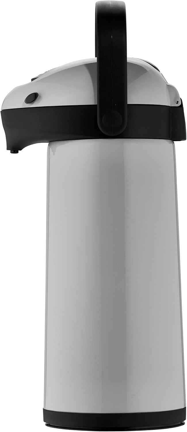 Helios Pump-Isolierkanne Airpot, 1,9 Liter, Kunststoff, grau/schwarz, Einhandbedienung 1,9 Liter Gra