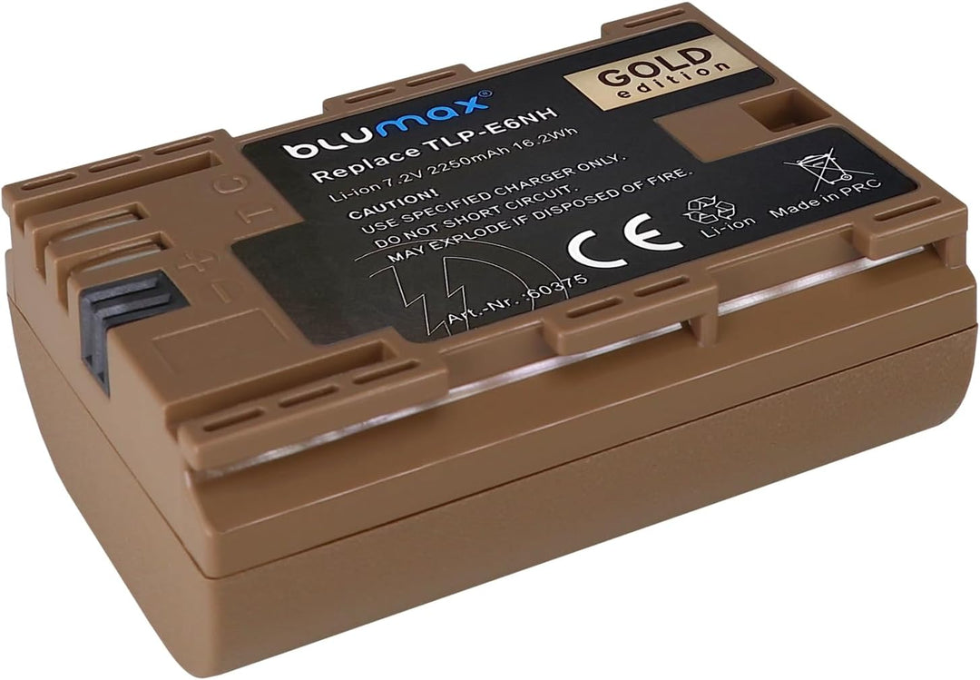 2X Blumax Gold Akku kompatibel mit Canon LP-E6NH (2250mAh) mit USB Typ-C Ladebuchse - NTC-Sensor &amp; V