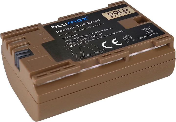 2X Blumax Gold Akku kompatibel mit Canon LP-E6NH (2250mAh) mit USB Typ-C Ladebuchse - NTC-Sensor &amp; V