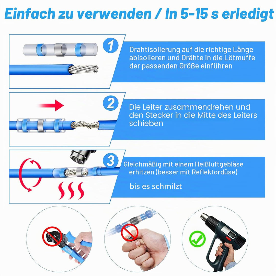 Lötverbinder mit Schrumpfschlauch Kuject 400stk Wasserdichte Kabelverbinder Schrumpfverbinder Schmel