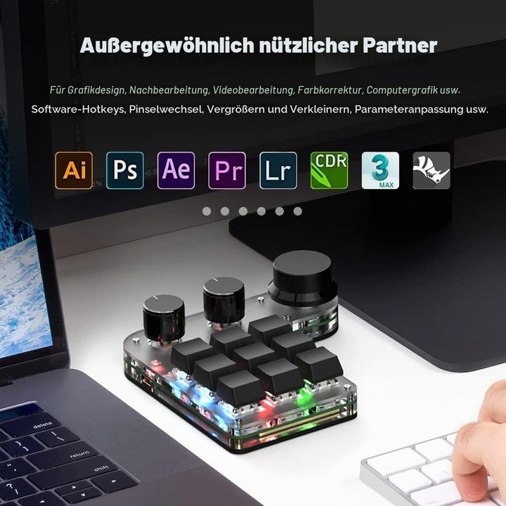 Mechanische Mini Makro Tastatur - Kabellos, Programmierbar, Hot-Swap Gaming Keyboard mit RGB Beleuch
