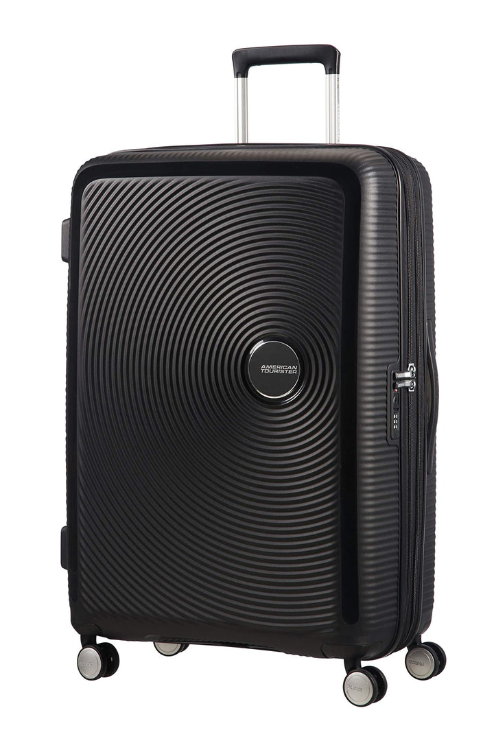 American Tourister Soundbox - Spinner L Erweiterbar Koffer, 77 cm, 110 L, Schwarz (Bass Black) Schwa