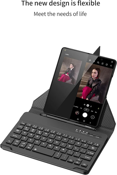 COQUE Samsung Galaxy Z Fold 3 Handyhülle,Handy Büro Tastatur+Touch Stift,Schutzfolie integrierte Han