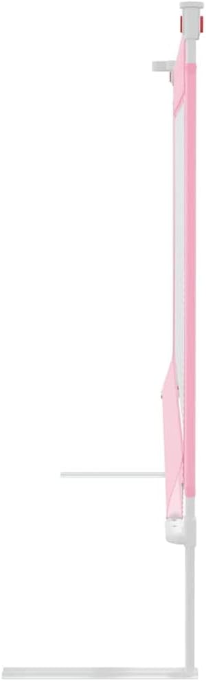 Kleinkind-Bettschutzgitter Rosa aus Stoff und Metall 90x25 cm, höhenverstellbar 70-95 cm, Rausfallsc