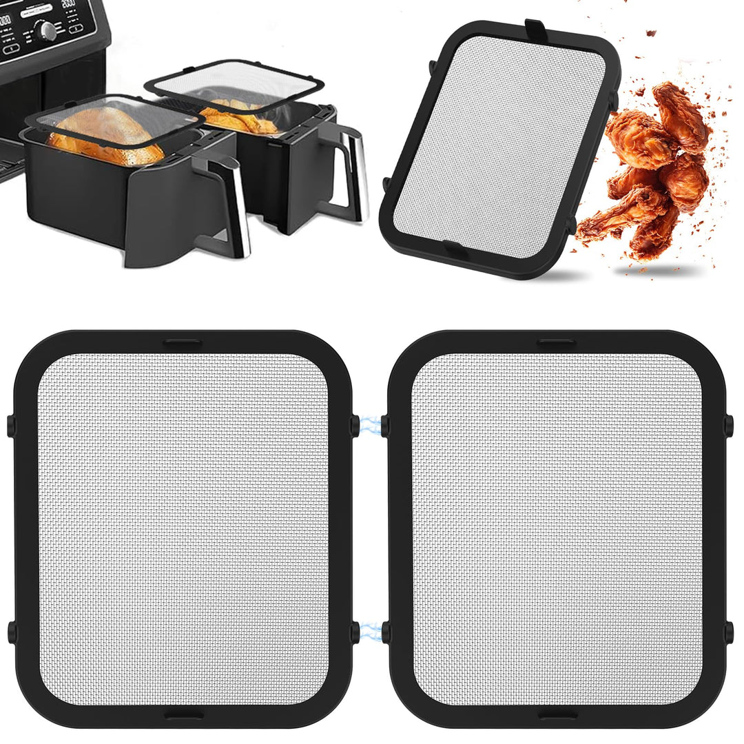 Edelstahl Spritzschutz für Ninja Foodi Max Dual Zone AF400EU & AF451EU, 2 Stück Magnetischer Ninja H