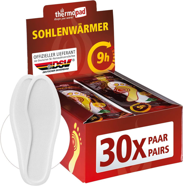 THERMOPAD Sohlenwärmer (Einlegesohle) – DAS ORIGINAL: 30 Paar Wärmepads für 8 Stunden Wärme I Sofort