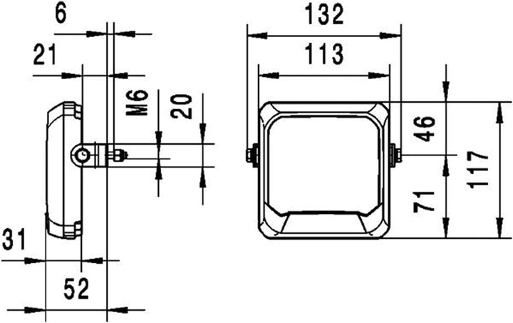 HELLA - LED-Arbeitsscheinwerfer - Flat Beam 500 - 12/24V - 1GA 995 193-041 mit Bügelhalter, mit Büge