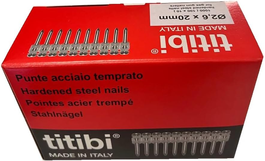 2 x Gas Kartuschen P700 + 1000 titibi Nägel für: Gas Nagler Spit Pulsa 700P/700E (Ø 2,6 x 25mm), Ø 2