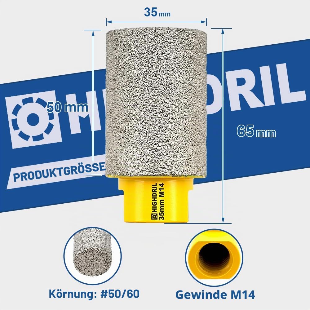 Diamant Fingerfräser Durchmesser,HIGHDRIL 35mm M14 Gewinde Vergrösserung Vorhandener Löcher in Porze