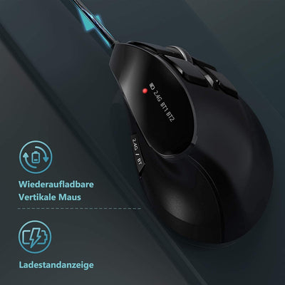 seenda Vertikale Ergonomische Kabellose Maus(Dual Bluetooth +2.4G Wiederaufladbare Gaming Funkmaus,