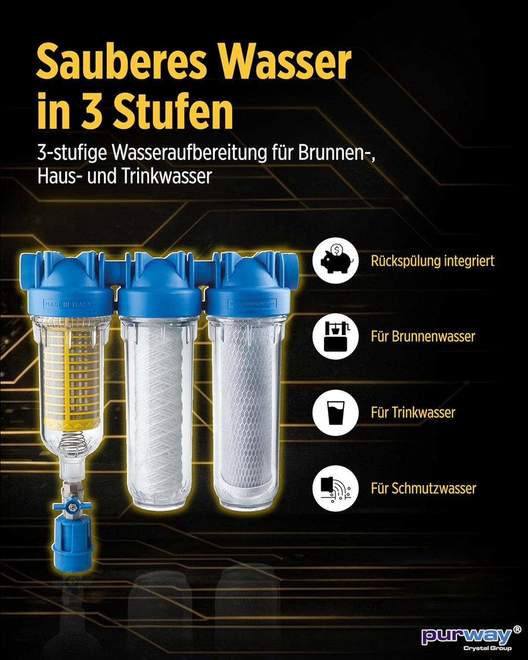 HYDRA Rainmaster Trio RLH CB/EC 1" - Hauswasserfilter Brunnenwasserfilter