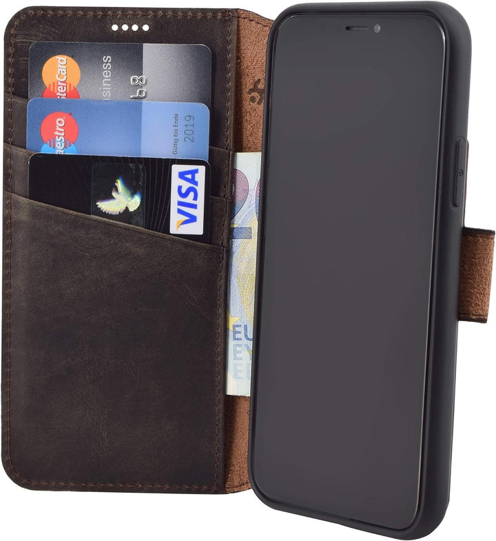 Suncase Book-Style Hülle kompatibel mit iPhone 11 Pro (5.8 Zoll) Leder Tasche (Slim-Fit) Lederhülle