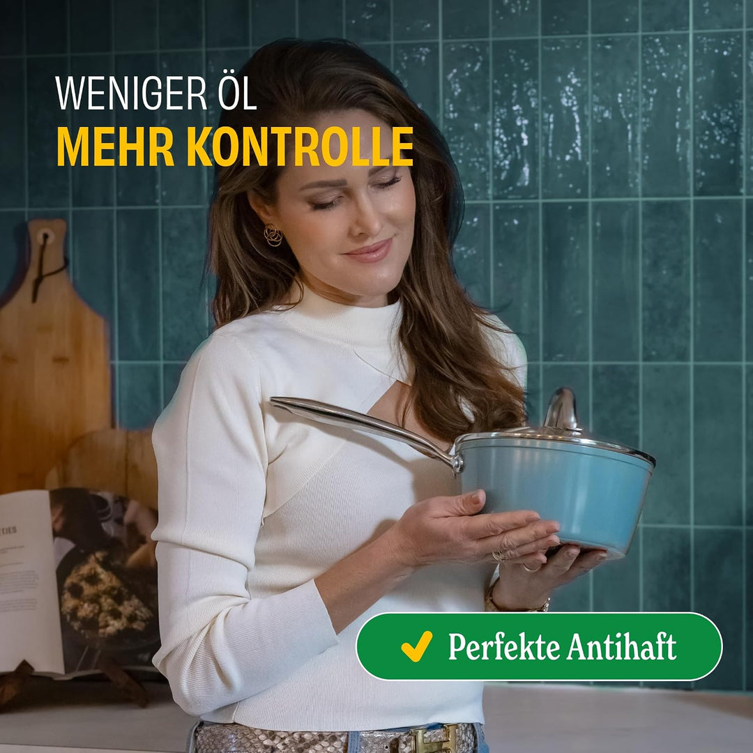 Cook & Pan - Go Blue Topfset und Pfannenset 9-teilig-Induktionsgeeignet-PFAS frei Keramik-Beschichtu