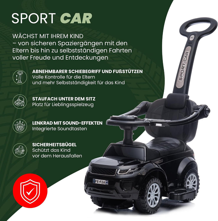 4in1 Kinderauto Rutschauto ab 1 Jahre und Schiebeauto mit Hupe und Musik, Rutschauto mit Stauraum un