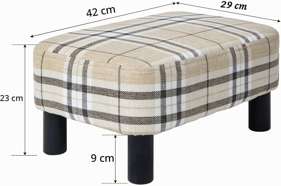 IBUYKE Hölzerner gepolsterter Fussschemel Osmanischer Hocker Hocker Niedriger Hocker Stoff Sofahocke