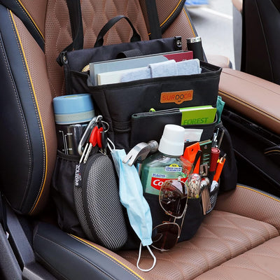 SURDOCA Car Front Seat Organiser, Car Seat File Organiser with Laptop Storage Stabilising Side Strap