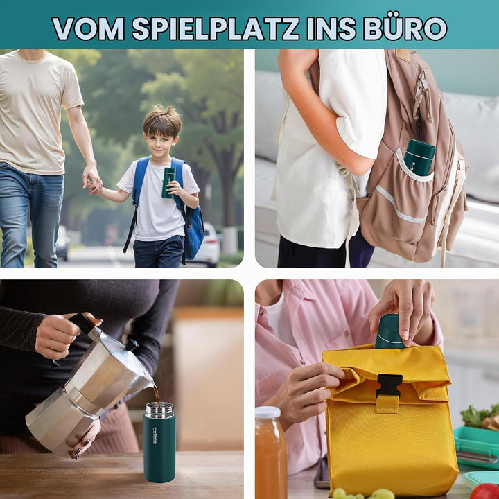 【Upgrade-Version】Exllena Mini Thermosflasche 250ml mit Edelstahl-Deckel, Trinkflasche Klein Doppelwa