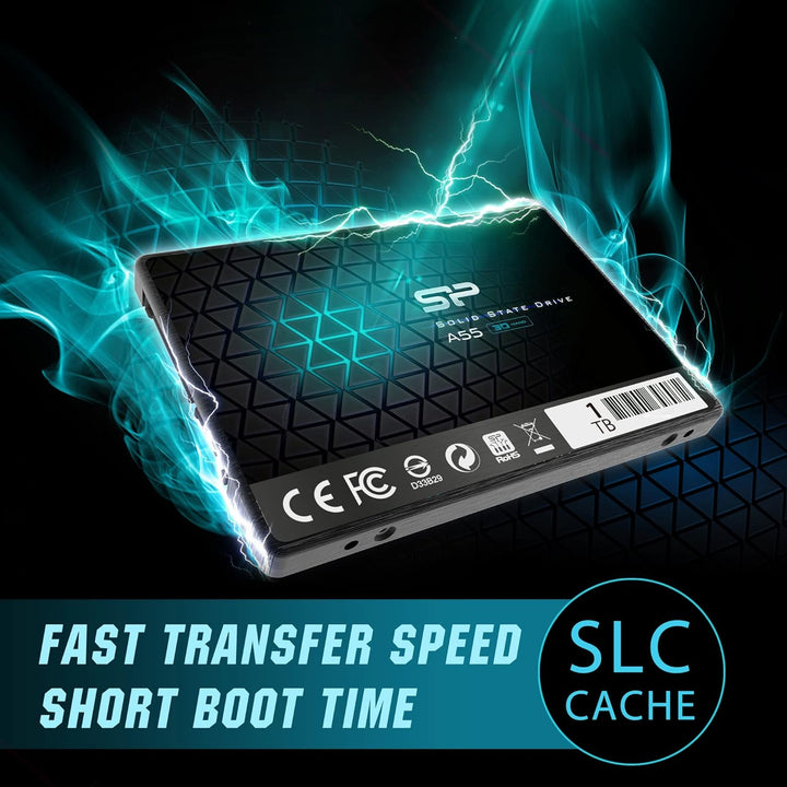 Silicon Power 2-Pack 1TB SSD 3D NAND A55 SLC Cache Performance Boost SATA III 2.5" 7mm (0.28") Inter