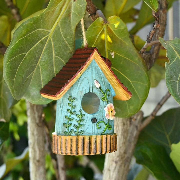 Ausserhalb von Vogelhäusern, Vogelhaus für Baum,Harz handgeschnitztes Vogelhaus - Bunte Nistkiste, G