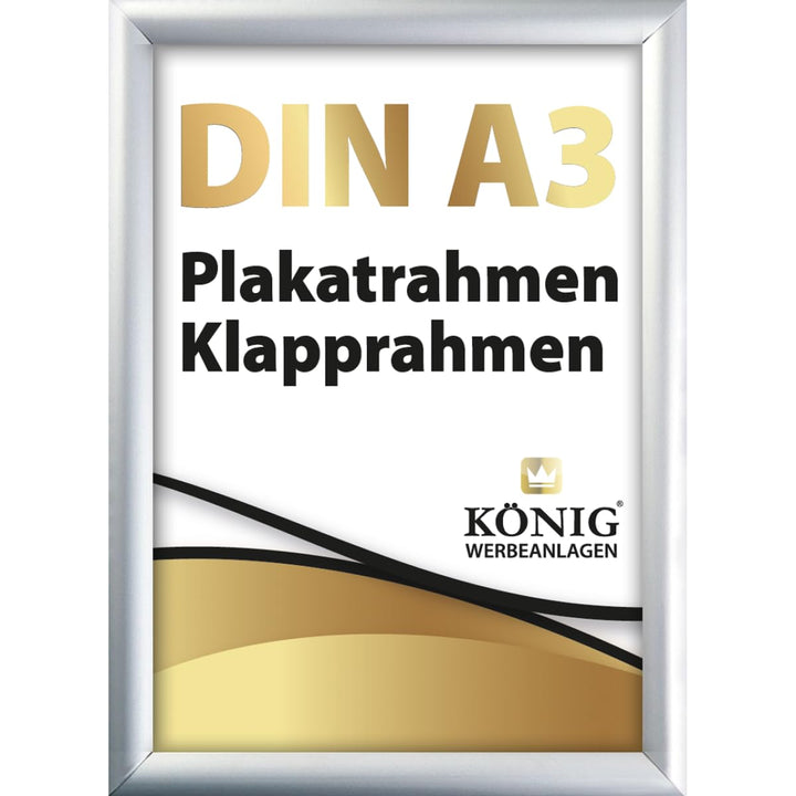 Plakatrahmen DIN A3 | 25mm Alu Profil, eckig | Silber | inkl. entspiegelter Schutzscheibe | Bilderra
