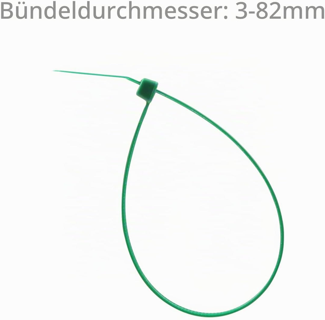 XINGO 1000 Stück Kabelbinder Grün, 300mm x 4.8mm, 22,7 kg Zugfestigkeit, UV-beständig, Selbstsichern