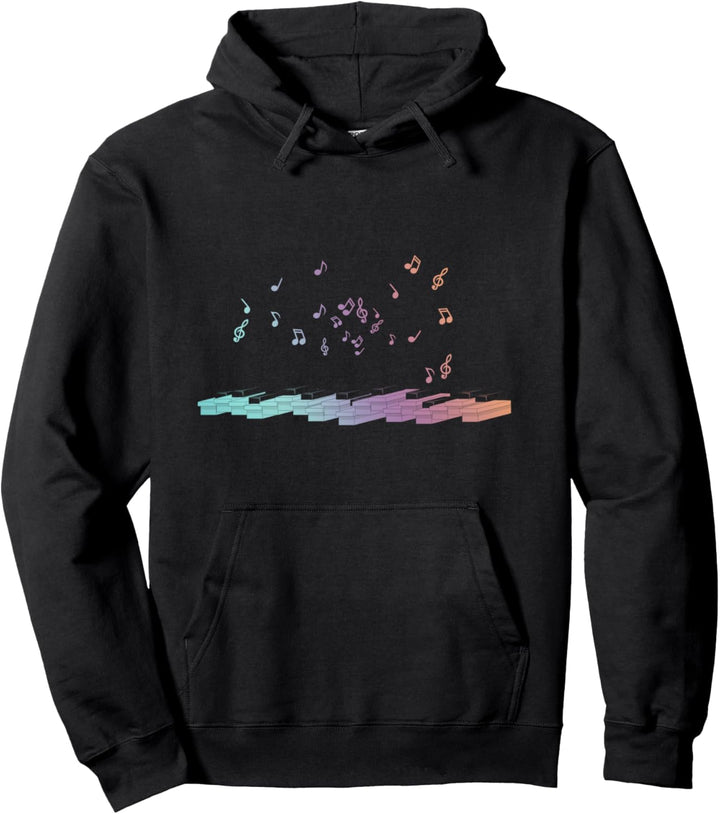 Klavierspieler Pianist Klaviatur Musik Noten Buntes Klavier Pullover Hoodie