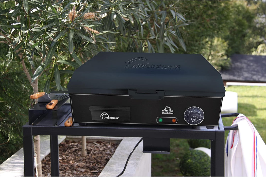 LITTLE BALANCE 8668 Snack Plus Black Edition, Elektrische Grillplatte für 6-8 Personen, Kochplatte a