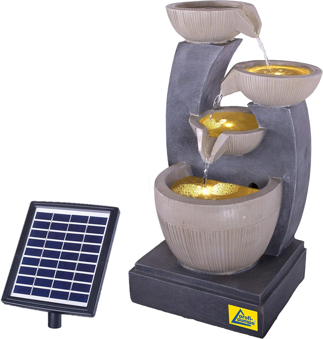 Solar Gartenbrunnen Brunnen Solarbrunnen FENG-Shui Zierbrunnen Wasserfall Gartenleuchte Teichpumpe f