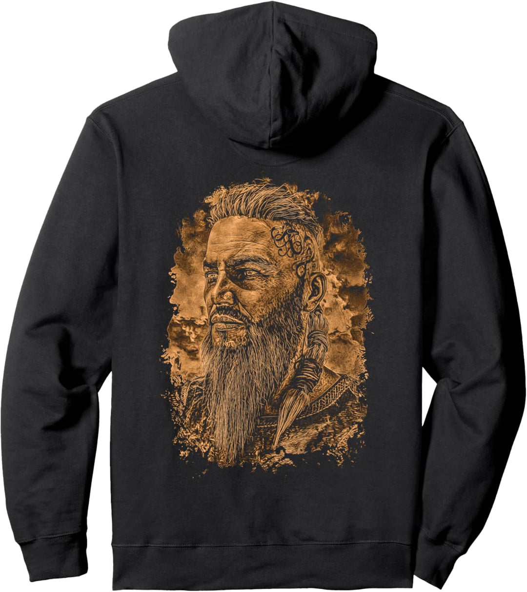 Wikinger Männlich Portrait Himmel Pullover Hoodie