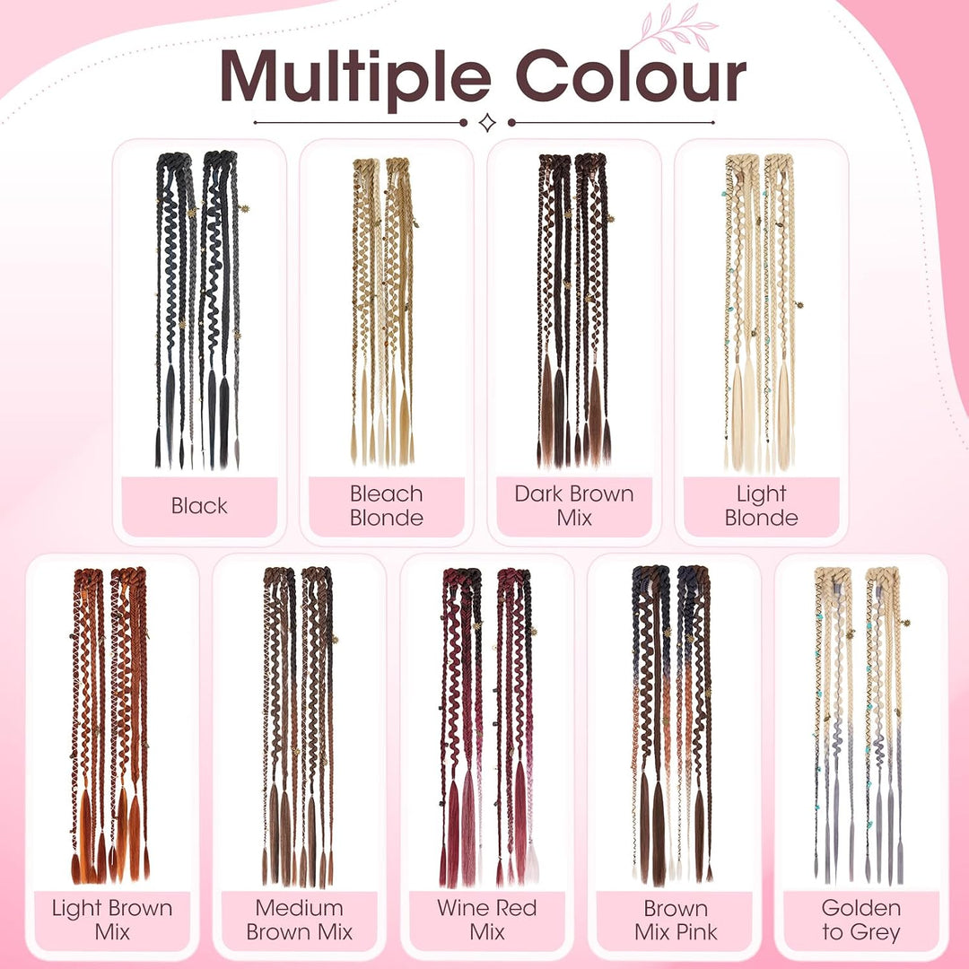 Silk-co Clip in Zöpfe 2 Stück, Bohemian Braid Extensions mit Clips, Synthetische Geflochtene Haartei