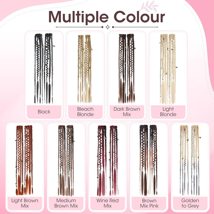 Silk-co Clip in Zöpfe 2 Stück, Bohemian Braid Extensions mit Clips, Synthetische Geflochtene Haartei